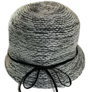 SCALA Clouche Bucket Hat Women’s OS Gray White Hand Made.